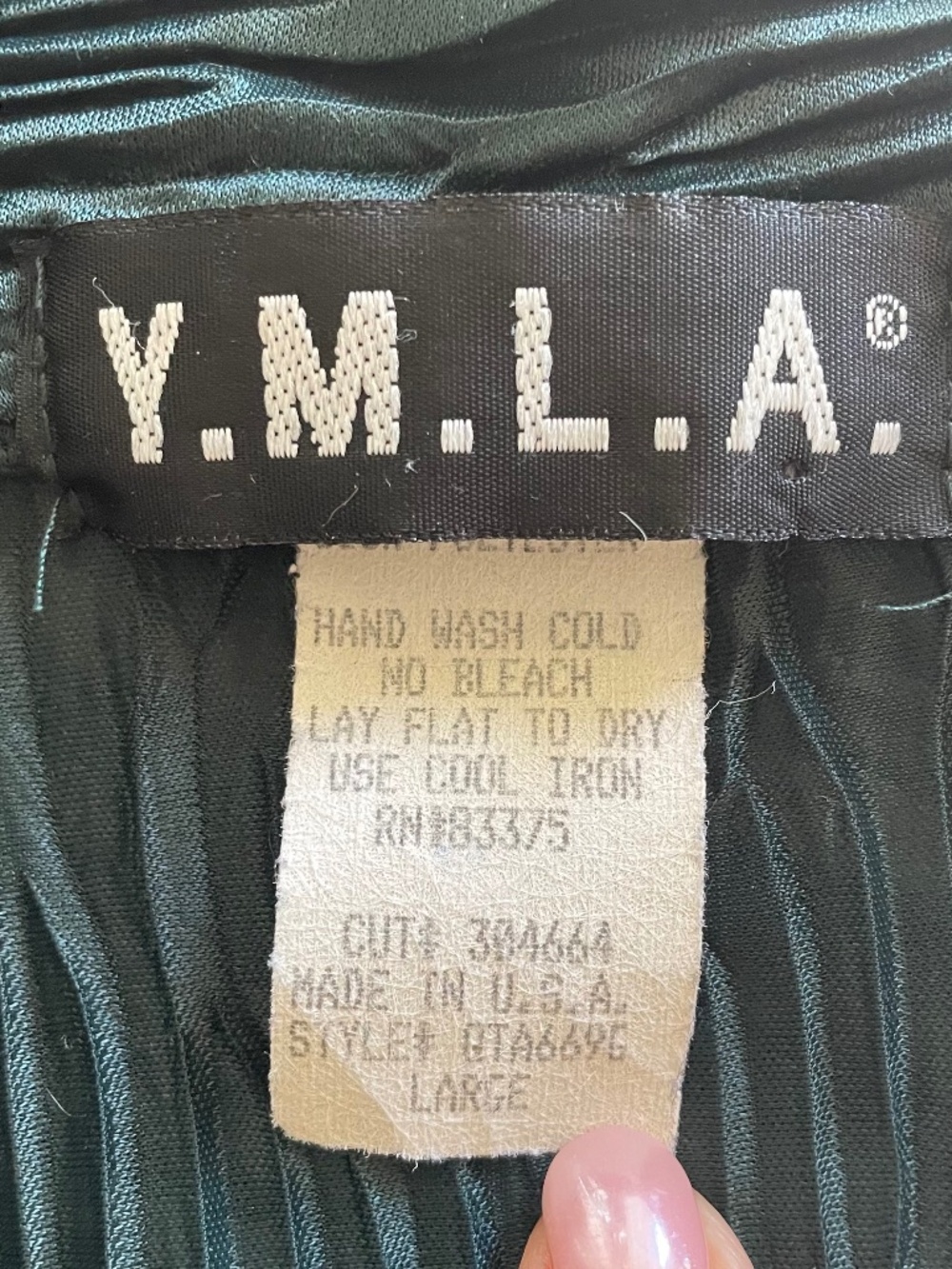 Vintage Y.M.L.A. Shirt Mens L Green Plisse Button Up Disco Rave Club 90s Y2K - Picture 6 of 10